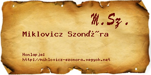 Miklovicz Szonóra névjegykártya